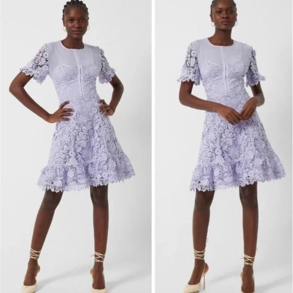 NWT French Connection Cabello Lace Dress Cosmic Sky Lavender sz 8 - Picture 2 of 10
